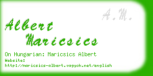 albert maricsics business card